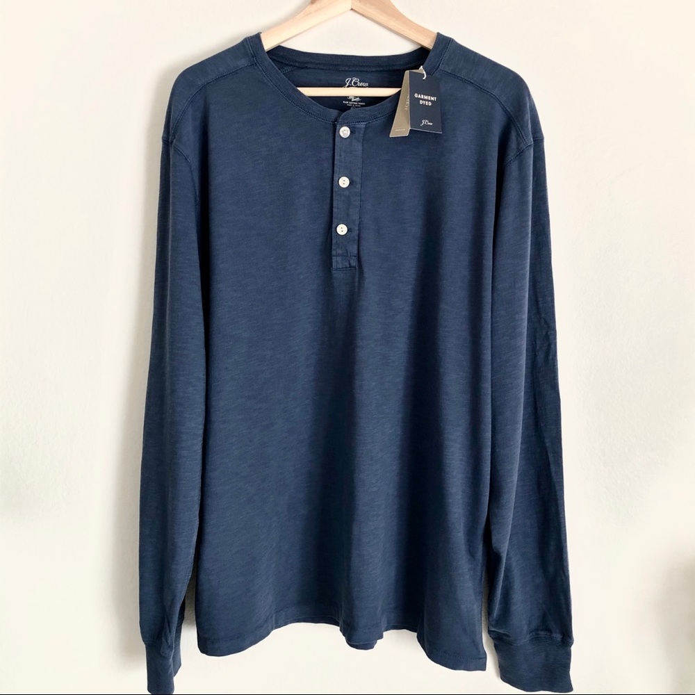 J.CREW Men's GARMENT-DYED Faded Navy HENLEY - XXL